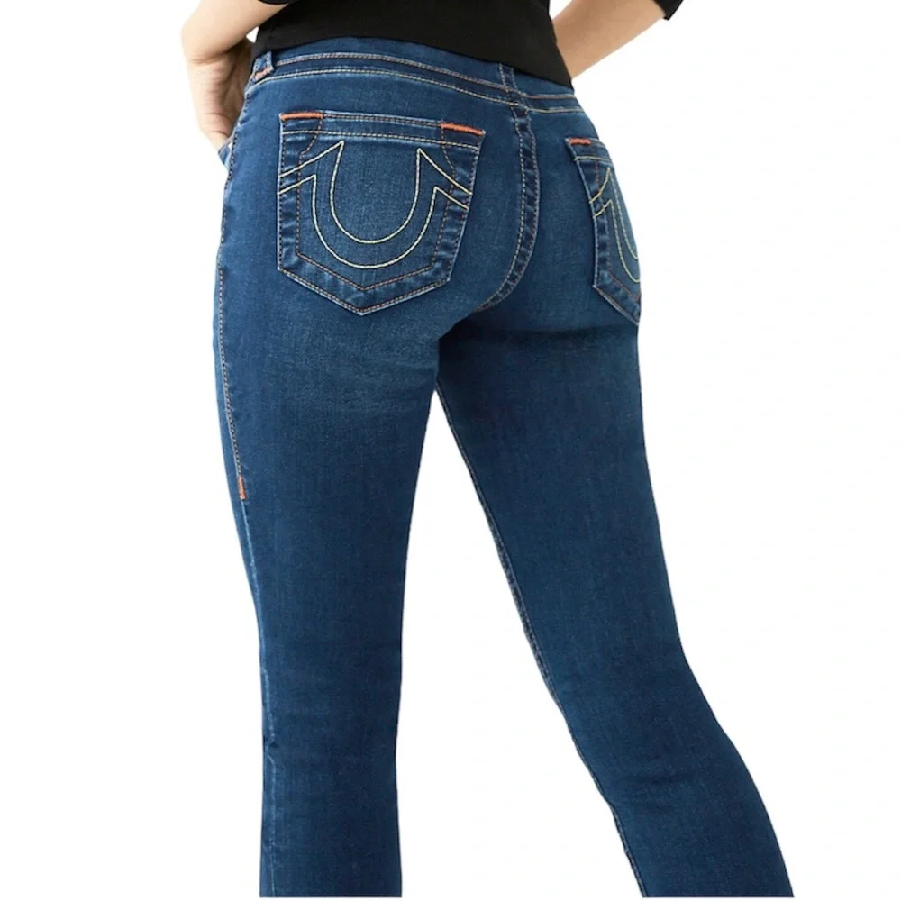 True Religion Jennie Curvy Mid Rise Skinny Blue Wash Jeans  28